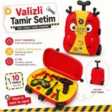 Selvira Valizli Tamir Setim Çocuk Oyuncak Alet Çantası Çekçekli Bavul Tamir Oyunu Seti Matkap Tornavida Pense Tamirci Oyuncağı Eğitici Rol Yapma Oyuncağı 3+ Yaş - Kırmızı