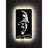 Sem Concept Ledli Işıklı Imzalı Atatürk Süliet Tablosu, Ahşap Tablo, Atatürk Imzalı Portre, Duvar Dekorasyonu - 55x30 - Gün Işığı