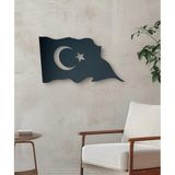 Sem Concept Siyah Türk Bayrağı Tablosu, Dekoratif Ahşap Bayrak Tablo, Dalgalanan Bayrak, Türk Bayrağı, Ay Yıldız Tablo