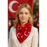 Sema Aksesuar 10 Adet Kırmızı Ay Yıldız Türk Bayrağı Pamuk Kumaş Fular - Bandana - 23 Nisan, 29 Ekim, 19 Mayıs Beyaz - Kırmızı