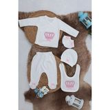 Sema Baby 5 Parça Hastane Çıkışı Zıbın Seti 0-3 Ay - Princess - Beyaz