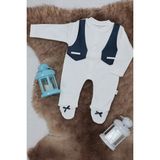 Sema Baby Pamuklu Bebek Tulumu 3-6 Ay - Smokin - 0 - 1,5 Yaş - 00-Beyaz