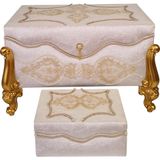 Sema Home Kadife Kaplamalı Saraylı Gold Ayaklı İkili Nişan Sandığı