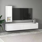 Sema T007 Duvara Monte Modern Tv Ünitesi - Kapaklı Raflı Tasarım Beyaz