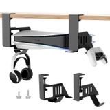 Semaiki Metal PS5 Stand Yatay, PS5/PS5 Slim Konsol-Disk ve Dijital Sürümleri için Masa Altı Depolama Kiti, Denetleyici, Kulaklık Yuvası, PS5/PS5 İnce Genişletilebilir Aksesuarları