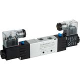 SEMAKMATİK Pnömatik 5/3 - 1/4" Çift Bobin Kapalı Merkez Solenoid Valf - 12v DC