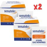Semateks Steril Pamuklu Dokuma Gaz Kompres Gazlı Bez | 7,5cm x 7,5cm | 4 Katlı | 100'LÜ (5'li Zarf x 20) Klasik - 2 KUTU