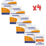 Semateks Steril Pamuklu Dokuma Gaz Kompres Gazlı Bez | 7,5cm x 7,5cm | 4 Katlı | 100'LÜ (5'li Zarf x 20) Klasik - 4 KUTU