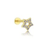 Sembol Gold 14 Ayar Altın Taşlı Yıldız Tragus Piercing