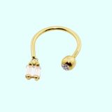 Sembol Gold 14 Ayar Baget Taşlı Altın Yarım Halka Kulak Piercing