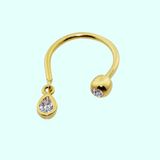 Sembol Gold 14 Ayar Damla Taşlı Altın Yarım Halka Kulak Piercing