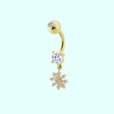 Sembol Gold 14 Ayar Sallantılı Kartanesi Altın Göbek Piercing