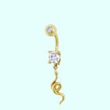 Sembol Gold 14 Ayar Sallantılı Yılan Altın Göbek Piercing