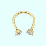 Sembol Gold 14 Ayar Tektaş Altın Yarım Halka Kulak Piercing