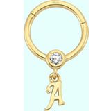 Sembol Gold -A- Harf 14 Ayar Altın Halka Piercing
