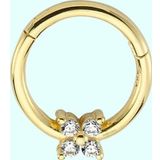Sembol Gold Dört Taş Tohum 14 Ayar Altın Halka Piercing