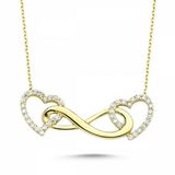Sembol Gold T1828 Altın 2 Kalp Arası Sonsuzluk Kolyesi
