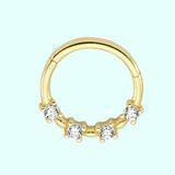 Sembol Gold Taşlı 14 Ayar Altın Halka Piercing