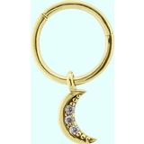 Sembol Gold Taşlı Ay 14 Ayar Altın Halka Piercing