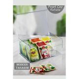 Sembol Gross Çay Kutusu 6 Bölmeli Kapaklı Poşet Bitki Çayı Çok Amaçlı Saklama Kabı Özel Tasarım Büyük Tea Box