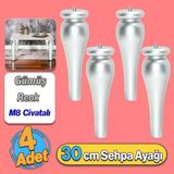 Sembol Plastik Sehpa Ayağı 30 Cm Gümüş Gri 4 Adet Mobilya Çay Orta Sehpası M8 Civatalı Ayak Ayaklar