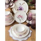 sembol Purple Rose Bone China 24 Parça Yemek Takımı