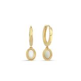 SembolGold 14 Ayar Altın Oval Sedef Taşlı Sallantılı Küpe