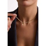 SembolGold Altın Balık Sırtı Kolye Opal Taşlı