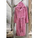 SEMECCA TEXTILE Pamuklu Kadife Kapüşonlu Unisex Mürdüm Bornoz S-M mürdüm