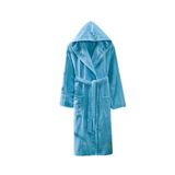 SEMECCA TEXTILE Pamuklu Kadife Kapüşonlu Unisex Mürdüm Bornoz S-M Turkuaz