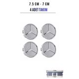 SEMECHLER Mercedes Uyumlu Gri Jant Göbeği Kapağı Arması 75 mm (7,5 cm) 4'lü Takım