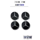 SEMECHLER Mercedes Uyumlu Siyah Jant Göbeği Kapağı Arması 75 mm (7,5 cm) 4'lü Takım