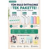 Semel 13’lü Mini Yazıcı Termal Rulo Seti Çocuk Kamera Baskı Kağıdı 5 Yapışkanlı 5 Düz Beyaz 3 Renkli