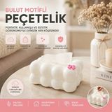 Semel 19X12.5X8.5CM Beyaz Yaylı Masaüstü Bubble Dekoratif Bulut Peçetelik