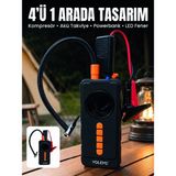 Semel 4'ü 1 Arada Akü Takviye Cihazı Dijital Lastik Şişirme Kompresörü 10000MAH Powerbank ve LED Fener - 0 - Siyah