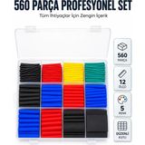 Semel 560 Parça Kablo Izolasyon Makaron Seti 12 Ölçü 5 Renk Heat Shrink Tube Organizer Kutulu