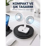 Semel 720° Döner Çift Taraflı Masaüstü Vantilatör – USB Şarjlı Sessiz Fan