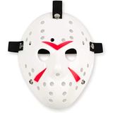 Semel Aksesuar Beyaz Renk Kırmızı Çizgili Tam Yüz Hokey Jason Maskesi Hannibal Maskesi