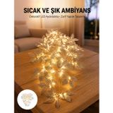 Semel Aksesuar Gümüş Yaprak Tasarımlı LED Işık Pilli Ev ve Vitrin Dekoru