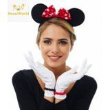 Semel Aksesuar Kırmızı Fiyonklu Minnie Mouse Tacı ve Beyaz Eldiven Seti