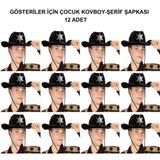Semel Aksesuar Kovboy Şerif Şapkası Siyah 12 Adet - Kostüm, Parti ve Gösteri Şapkası