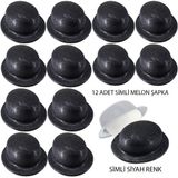 Semel Aksesuar Siyah Renk Simli Melon Yuvarlak Parti Şapkası 12 Adet