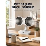Semel Duvara Monte Edilebilen Çift Başlıklı Sessiz Masa Fanı - Çok Renkli - 34x12 cm