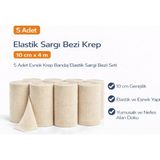 Semel Elastik Sargı Bezi Krep 10 cm x 4 M 5 Adet Esnek Krep Bandaj Elastik Sargı Bezi Seti - 0 - 1 Ay