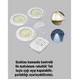 Semel Ev Ofis Kamp Için Uygun Uzaktan Kumandalı Yapışkanlı Kablosuz LED Spot Lambalar - 1,20 m - Çok Renkli