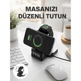 Semel Kablosuz Şarjlı Dijital Masa Saati – 3 Parlaklık Seviyeli Led, Hızlı Şarj Yeni Nesil