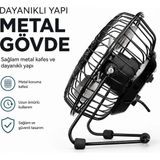 Semel USB Şarjlı - Metal Gövde 14.5X7.5X15CM Mini Masaüstü Fan - Vantilatör EFN-482