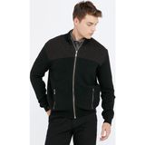 Sementa Blok Desenli Cepli Erkek Triko Ceket - Siyah - XL