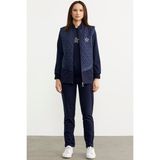Sementa Kadın Kapitone Yelekli Üçlü Eşofman Takım - Lacivert %60 Viskoz %35 Polyester - XL