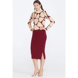 Sementa Kadın Yırtmaçlı Triko Etek - 40 - Bordo